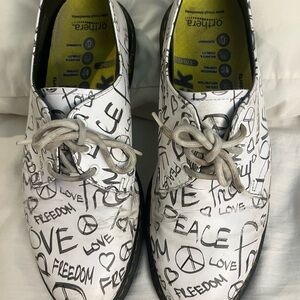 Dr. Martens White Graffiti Print Shoes